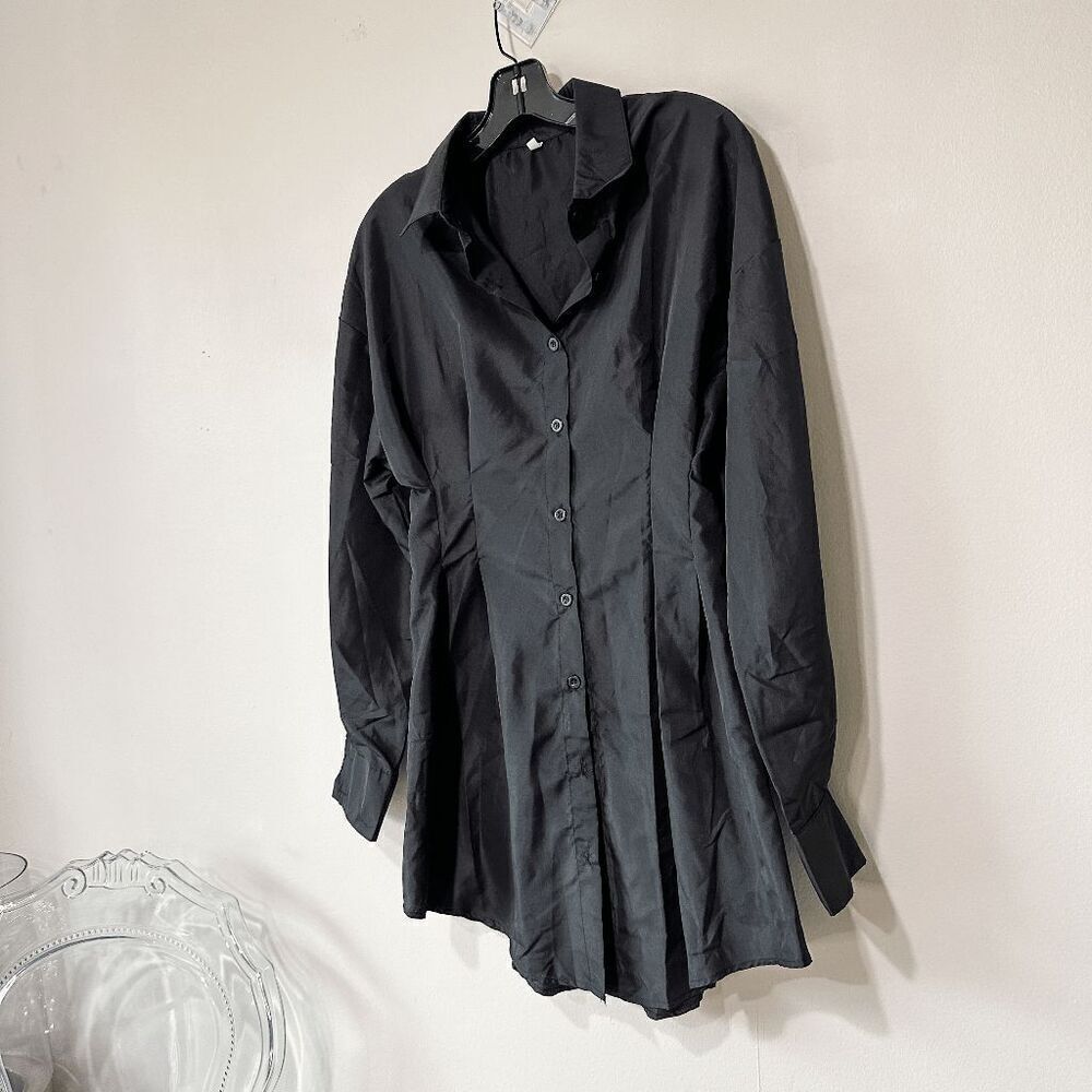 Brand New Black Pleated Corset Style Shirt Dress Size S - Picture 3 of 10